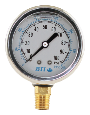 Boshart 2-1/2" Liquid Filled Pressure Gauge (0-100 psi)