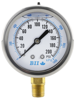 Boshart 2-1/2" Liquid Filled Pressure Gauge (0-200 psi)